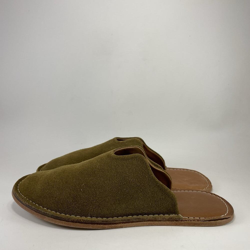 WP Standard Mr Grumpy Olive Green Suede Slippers Womens Size Large WL Size 9-10 - Picture 3 of 12